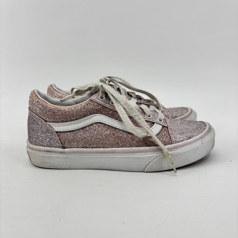 Vans Girls Size 3.5 US Juniors Pink Glitter Lace Up Casual Sneakers - Picture 2 of 14